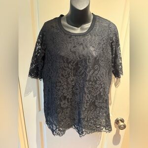 Chic Lace Blouse - olive black  silk falcon and bloom. Anthropologie